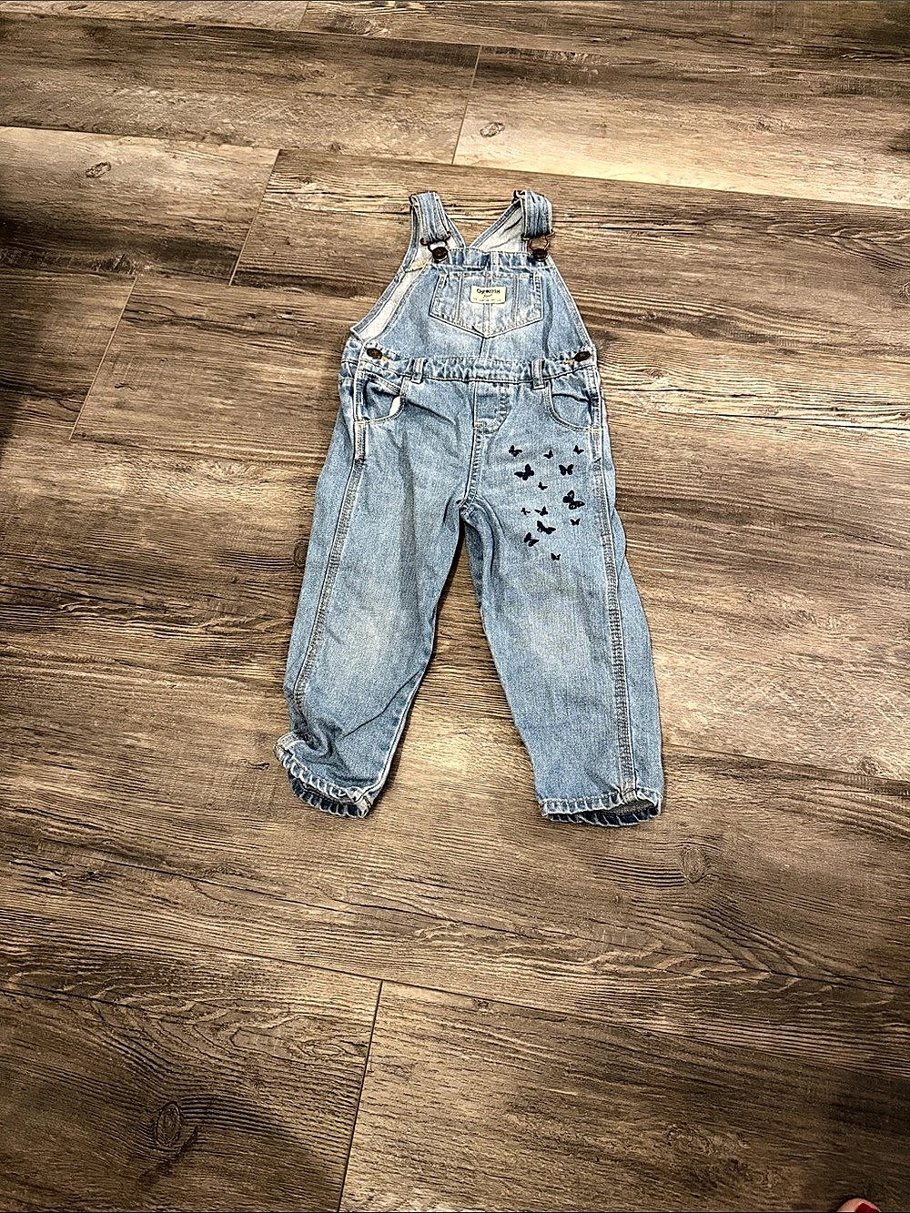 OshKosh B'gosh Denim Butterfly Overalls Girls 2T Blue